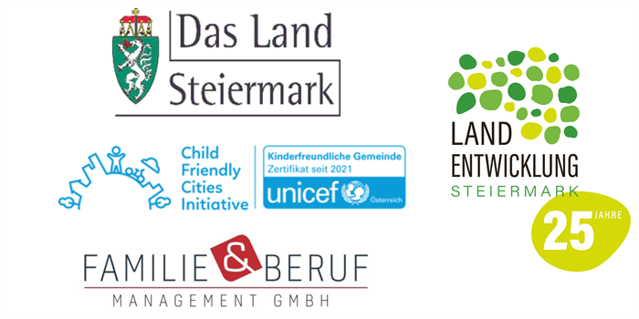 Logobild - Logo Land Steiermark, Unicef Familienfreundliche Gemeinde, Familie&Beruf GmbH und das Logo der Landentwicklung Steiermark